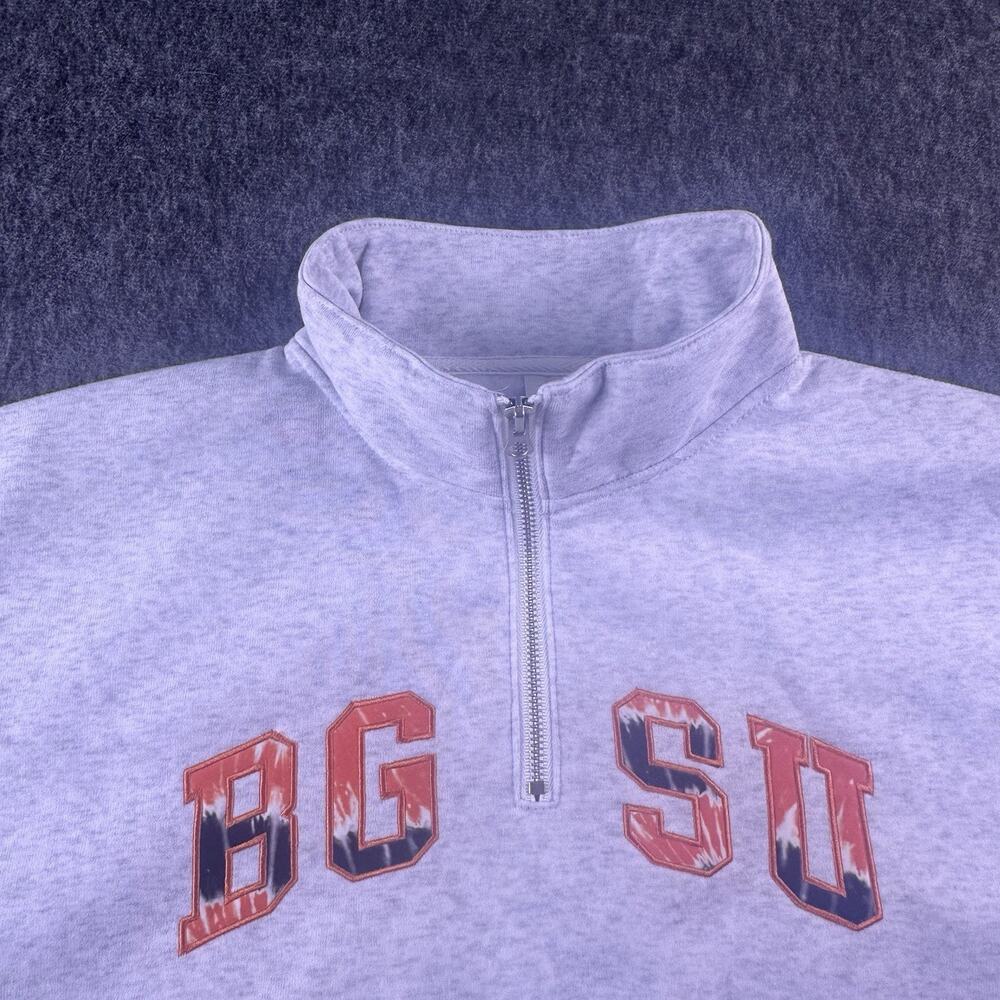 BGSU Ohio Women’s XL Cropped 1/4 Zip Gray Pullover‎ Hoodie NWOT Embroidered - Picture 11 of 12